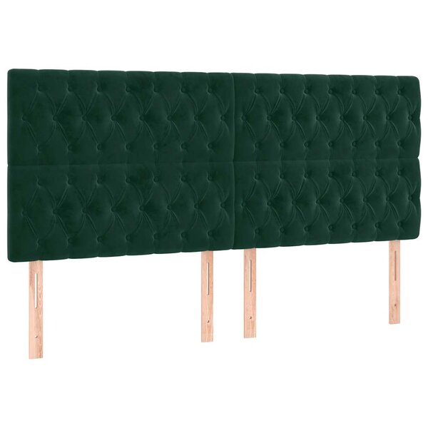vidaXL Tête de lit Vert foncé 200x7x118/128 cm Velours