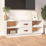 vidaXL Meuble TV Blanc 100x34x40 cm Bois de pin massif