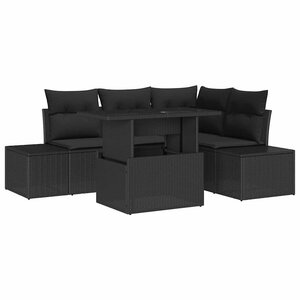 vidaXL Ensemble de canapé de jardin avec coussin 5 Pièces Noir polyrotin