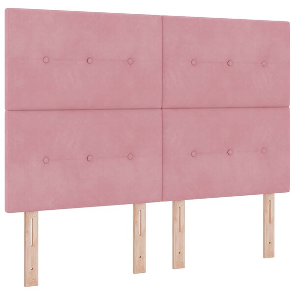 vidaXL Lit à ressort LED avec matelas Rose 140 x 190 cm Velours