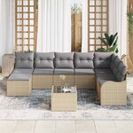 vidaXL Ensemble de canapé de jardin Beige polyrotin