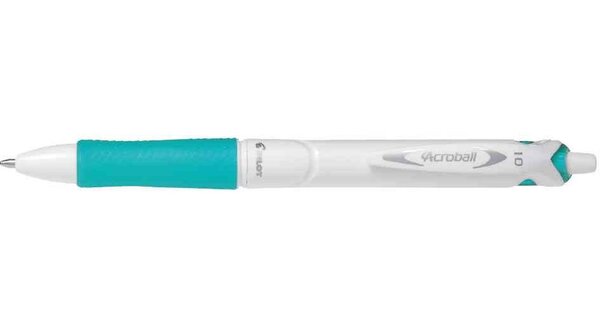 Stylo bille rétractable Grip ACROBALL PURE WHITE 1.0 Trait 0 4 mm Turquoise PILOT