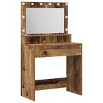 Table de maquillage vidaXL avec des lumières LED  style bois ancien  dimensions 79x41x135 cm