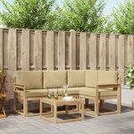 vidaXL Ensemble de canapés d'extérieur 5 Pièces Blanc et Beige