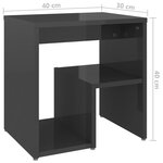 Vidaxl table de chevet gris brillant 40x30x40 cm aggloméré