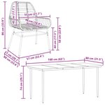 vidaXL Ensemble à manger jardin 5Pièces marron poly rotin verre