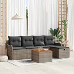 vidaXL Ensemble de canapé de jardin avec coussin 6 Pièces Gris Poly rotin