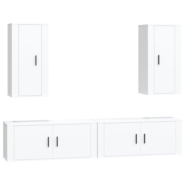 vidaXL Ensemble de meubles TV 4 Pièces Blanc Bois d'ingénierie