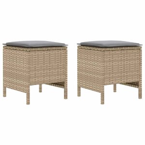 vidaXL 2 pc Pouf de Jardin Rotin PE Beige et Gris clair