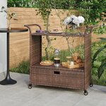 vidaXL Chariot de bar avec tiroir Marron 100x45x97 cm Résine tressée