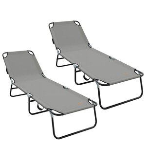 vidaXL Chaise longue pliante 2 Pièces Gris 56 x 189 x 87 cm tissu