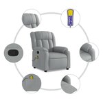 vidaXL Fauteuil inclinable de massage gris clair tissu