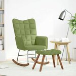 vidaXL Chaise à bascule avec repose-pied vert clair velours