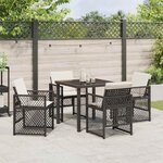 vidaXL Ensemble de salle à manger pour jardin 5 Pièces Noir polyrotin