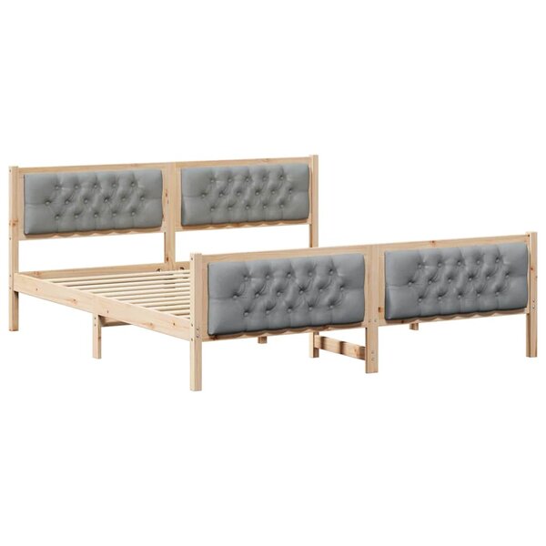 vidaXL Cadre de lit Gris clair 180 x 200 cm Pin massif