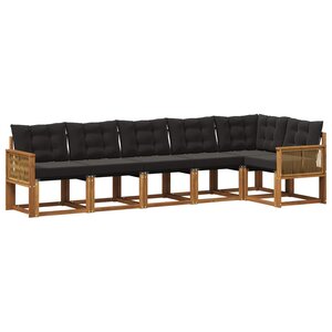 vidaXL Ensemble de canapés d'extérieur 6 pc Naturel et noir