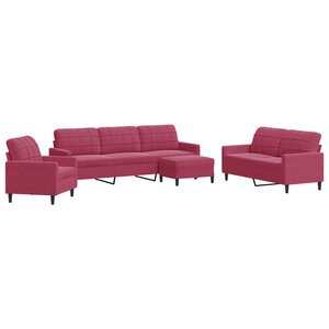 vidaXL Ensemble de canapés 4 Pièces avec coussins Rouge bordeaux Velours