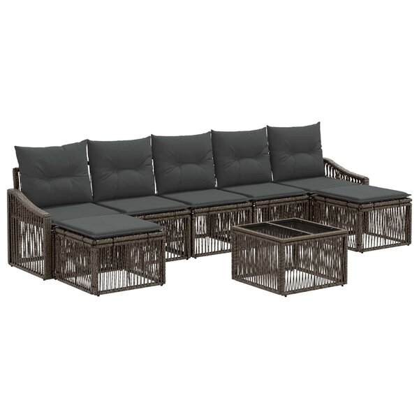 vidaXL Ensemble de canapé de jardin 8 pc Gris polyrotin
