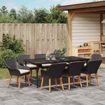 vidaXL Ensemble de salle à manger pour jardin 9 Pièces Noir polyrotin