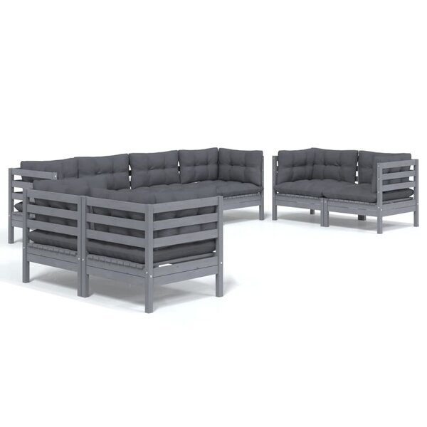 vidaXL Salon de jardin 8 Pièces avec coussins bois de pin massif