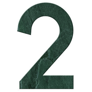 Numéro 2 - Numéro adhésif pour boîtes aux lettres- Pierre véritable 50 mm  Malachite