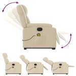 vidaXL Fauteuil inclinable de massage électrique Crème Tissu
