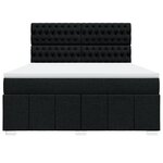 vidaXL Sommier à lattes de lit avec matelas Noir 180x200 cm Tissu