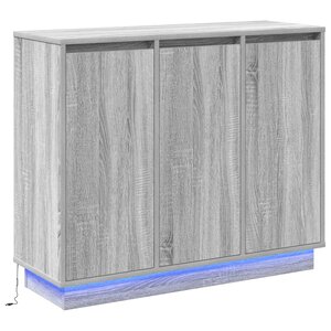 vidaXL Buffet LED Gris Sonoma 90 x 32 x 75 cm Bois d'ingénierie