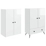 vidaXL Ensemble de Meubles 2 Pièces Blanc brillant Bois d'ingénierie