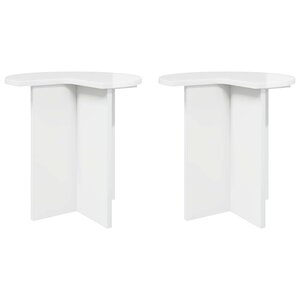 vidaXL Table d'appoint avec stockage 2 Pièces Blanc brillant Ø 39 x 38 cm