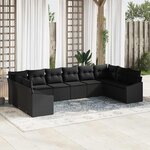 vidaXL Ensemble de salle à manger pour jardin avec coussin 10 Pièces Noir