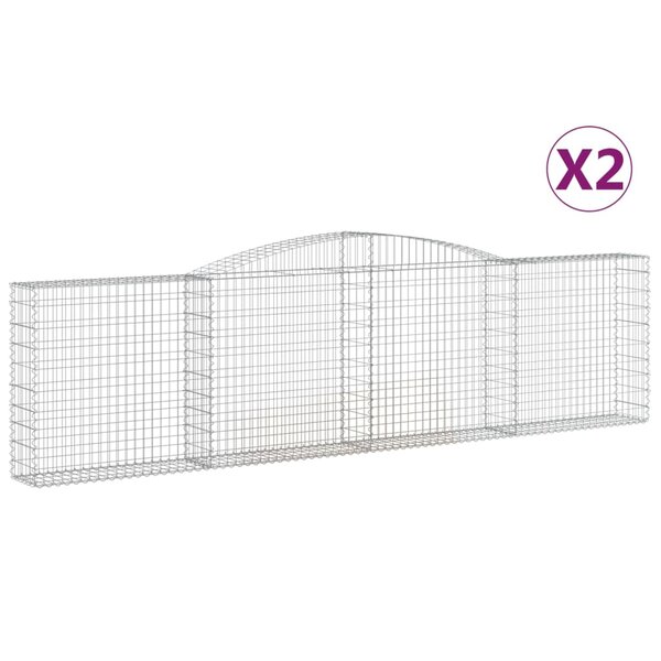 vidaXL Paniers à gabions arqués 2 Pièces 400x30x100/120 cm Fer galvanisé