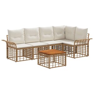 vidaXL Ensemble de canapés d'extérieur 6 pc Blanc Naturel et Crème