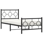 vidaXL Cadre de lit métal sans matelas avec pied de lit noir 90x190 cm