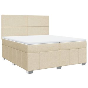 vidaXL Sommier à lattes de lit avec matelas Crème 200x200 cm Tissu