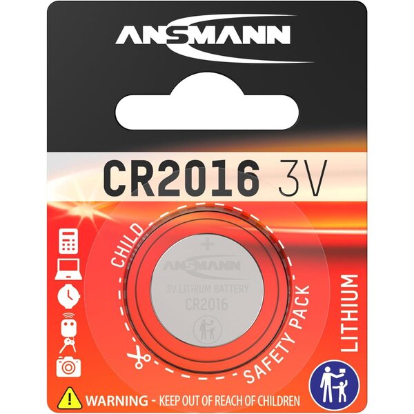 Blister de 1 pile bouton lithium CR2016  3V ANSMANN