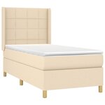 vidaXL Sommier à lattes de lit matelas et LED Crème 90x200 cm Tissu