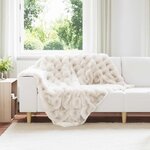 vidaXL Couverture en Fourrure de Lapin Synthétique Blanc 130 x 150 cm