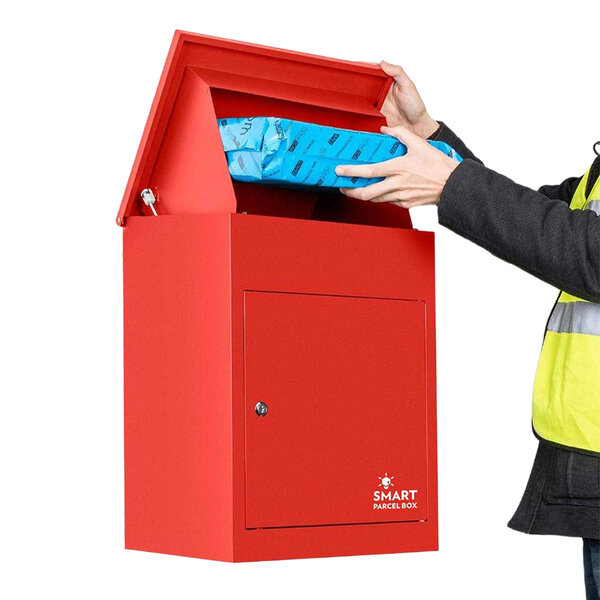 Boîte à colis moyenne 1 porte Rouge à accès frontal Acier galvanisé SMART PARCEL BOX™