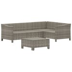 vidaXL Salon de jardin 5 Pièces avec coussins Gris Résine tressée