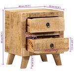 vidaXL Table de chevet 40x32x46 cm bois de manguier massif brut