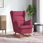 vidaXL Fauteuil à bascule à oreilles en velours rouge vin bois massif