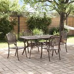 vidaXL Ensemble de salle à manger pour jardin 5 Pièces Bronze Aluminium