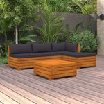 vidaXL Salon de jardin 5 Pièces avec coussins Bois d'acacia solide