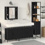 vidaXL Ensemble de mobilier de salle de bain avec étagère 4 Pièces Noir