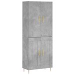 vidaXL Buffet haut Gris béton 69 5x34x180 cm Bois d'ingénierie