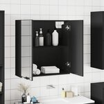 vidaXL Armoire à miroir de salle de bain noir bois d’ingénierie