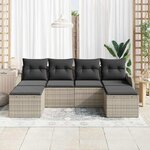 vidaXL Ensemble de canapé de jardin 6 Pièces Gris clair Poly rotin