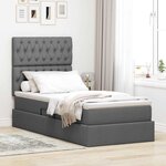 vidaXL Lit avec rangement et matelas Gris foncé 100 x 200 cm Polyester