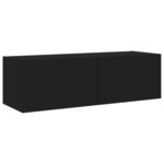 vidaXL Meuble TV muraux 3 Pièces avec lumières LED noir